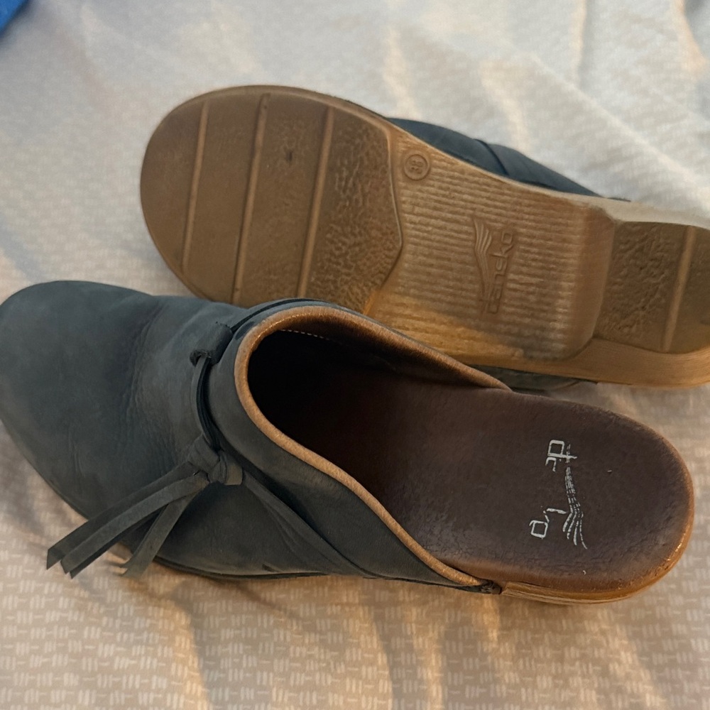 Dansko Women's Navy Leather Tassel Mule